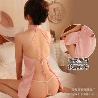 Suoqing Lace Lingerie Set - Retro Cheongsam Style Sexy Backless Outfit with Ties, Plus Size Erotic Costume X03 thumbnail