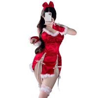 Xianyi Christmas Lingerie Set - QQNY Uniform Style Sensual Open-Crotch Naughty Outfit for Women, Festive Sexy Nightwear thumbnail