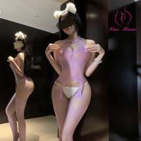 Xunhuan Sexy Bodysuit Set - Pure Temptation Lingerie Outfit with Open-Crotch Design, One-Piece Erotic Costume thumbnail