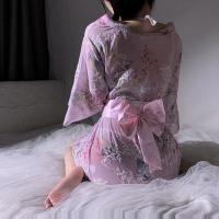 Japanese Kimono-Inspired Lace Sleepwear Set - Sheer Sexy Y2K Lingerie Bodysuit & Matching Briefs thumbnail