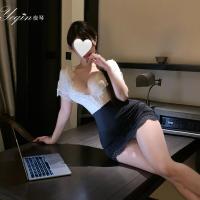 Yaqin Nu Lingerie Set - Elegant Lace Secretary Outfit with Sheer Mesh & Bodycon Skirt for Date Night thumbnail