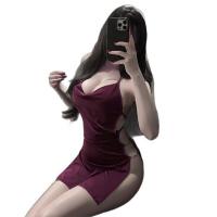 Yaqin Nu Lingerie Set for Small Bust - Seductive Low-Cut High-Slit Sleep Dress & Matching Lounge Set thumbnail