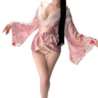 Yasise Night Fantasy Lingerie - Deep V Sexy Kimono-Style Japanese Retro Floral Robe Set thumbnail