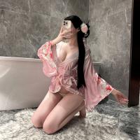 Yasisei Cosplay Lingerie Set - Anime Fox Dream Kimono Robe with Open-Front Waist Cincher, Japanese Style Sexy Bathrobe thumbnail