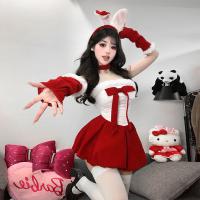 Ye-Ai-Bao Plus Size Red Velvet Bunny Costume - Sexy New Year Lingerie Set, Pure & Tempting Holiday Outfit thumbnail