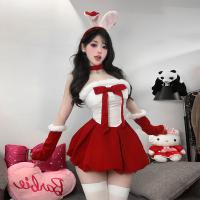 Ye-Ai-Bao Plus Size Red Velvet Bunny Costume - Sexy New Year Lingerie Set, Pure & Tempting Holiday Outfit thumbnail