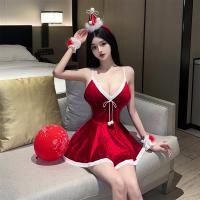 New Year Christmas Costume Lingerie Dress - Sexy V-Neck Strapless Bodysuit for Small Bust thumbnail
