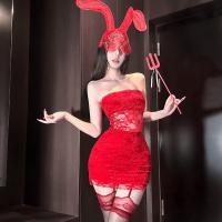 New Year Eve Lingerie Dress - Red Lace Corset Mini Dress, Sexy Bodycon Party Outfit for Women thumbnail