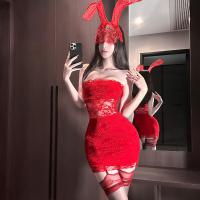 New Year Eve Lingerie Dress - Red Lace Corset Mini Dress, Sexy Bodycon Party Outfit for Women thumbnail