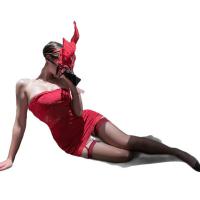 New Year Eve Lingerie Dress - Red Lace Corset Mini Dress, Sexy Bodycon Party Outfit for Women thumbnail