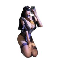 New Year Lingerie Set - Sexy Deep V Purple Lace Maid Costume & Bunny Girl Sleepwear thumbnail