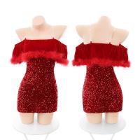 New Year Off-Shoulder Cutout Sequin Dress - Sexy Lingerie Set for Adults, Seductive Costume Outfit thumbnail
