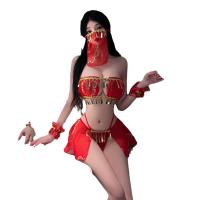 New Year Red Sensual Lingerie Set - Exotic Dance-Inspired Chinese Vogue Split Style Empress Wu Outfit for Couples thumbnail