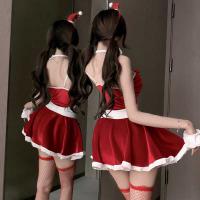 New Year Sexy Lingerie Set - Cherry-Themed Pure & Tempting Split Costume for Live Streamers thumbnail
