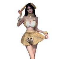 New Year Sexy Lingerie Set - Cute Plush Bear Anime Costume for Women, Nightclub No-Remove Outfit thumbnail