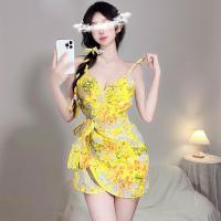 Yellow Seductive Lace Bodysuit Set - Sexy Midnight Temptation Outfit for Women thumbnail