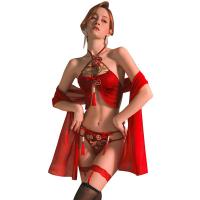 Yeqin Sexy Vintage Lace Belly Dance Bodice Set – Embroidered Corset-Style Halter Top & Sheer Matching Bottoms thumbnail