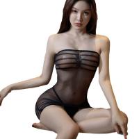 Yeqingge Transparent Lace Bodysuit - Sexy Sheer Mesh Bodystocking with Open-Crotch & High-Waisted Thigh-Highs thumbnail