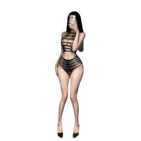 Yese Yese Lace Trim Mesh Bodysuit Set - Sheer Floral Cut-Out Matching Bra & Panty Ensemble thumbnail