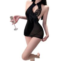 Yese Yese Sensual Butterfly Lace Sleepwear - Vintage-Inspired Sheer Qipao Nightgown, Pure & Alluring Bedroom Set thumbnail