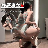 Yeshu Sexy Lace Bodysuit Set - Sheer Mesh Cut-Out Thong Top & High-Waisted Panty, Plus Size Passionate No-Remove Lingeri thumbnail