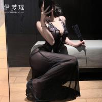 Yi Mengyao Seductive Stepmother Dress - Deep V Lace Camisole Nightgown with Sheer Mesh & Bow Detail thumbnail