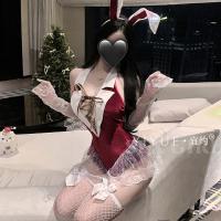 Yiyue Original Sexy Christmas Bunny Girl Costume - Naughty Lingerie Bodysuit with Open-Crotch Uniform Set thumbnail