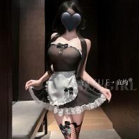 Yiyue Sexy Maid Costume Set - Sheer Mesh Lingerie with Bells, Cosplay Uniform for Women thumbnail