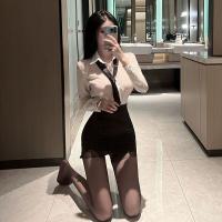 Yujie-Style Secretary Sexy Pure-Yu Summer Shirt Set - Slim-Fit OL JK Uniform White Blouse thumbnail