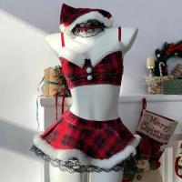 Genuine Yun Red Christmas Lingerie Set - Sexy New Year Sleepwear, Pure-Allure JK Uniform for Women thumbnail
