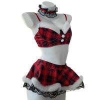 Genuine Yun Red Christmas Lingerie Set - Sexy New Year Sleepwear, Pure-Allure JK Uniform for Women thumbnail