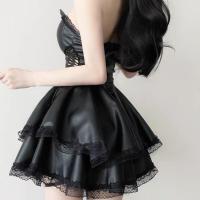 Genuine Yun Sensual Lingerie Dress for Women – Sexy Side-Cut Lace Bodysuit with Tied Waist & Mesh Detail thumbnail