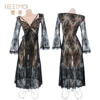 Feimou French Romantic Lace Leopard Sheer Dress - Sexy Backless Flirty Lingerie ZY37 thumbnail