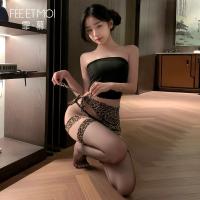 Feimu Secretary Leopard Print Sexy Bustier Bodysuit - Pure Temptation Bodycon Lingerie Set ZY74 thumbnail