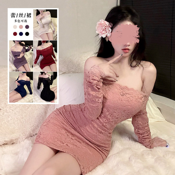 Tiktok trendy lace one-shoulder dress - sexy bodycon mini skirt for women, pure allure style
