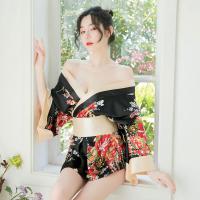 Hua Ying Japanese Kimono Lingerie Set - Sexy Roleplay Costume & Floral Sleep Dress for Women thumbnail