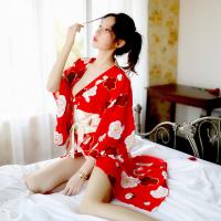 Sexy Japanese-Style Lace Robe - Deep V Long Kimono Bathrobe for Women, Seductive Uniform-Inspired Lingerie thumbnail