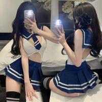 Sugar Island Sexy JK Uniform Sleepwear - Seductive Open-Crotch One-Piece Lingerie for Bedroom Passion thumbnail