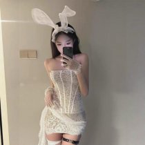 Taoxitang Sexy Lingerie Set - Seductive Sheer Lace Sleep Dress & Matching Costume Outfit for Women