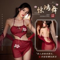 Pure & Alluring Embroidered Chinese Belly Dance Costume - Vintage Hanfu-Inspired Sexy Sheer Outfit