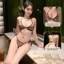 Qiaozi Women's Leopard Print Sexy Lingerie Set – Comfortable Strapless Bra & Thong Outfit
