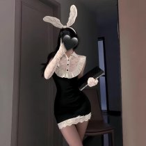 Secretary Bunny Girl Lingerie Set - Sexy OL Uniform Role Play Outfit, Tight-Fit Seductive Bedroom Costume