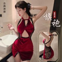 Sexy Lace Cheongsam Sleepwear Set - Hookless Backless Romantic Lingerie for Couples & Cosplay