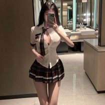 Airusu Sexy Student Uniform Lingerie Set – JK Style Short Skirt Outfit for Women, Factory Direct