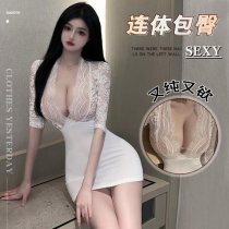 Pure & Tempting Women's Deep V-Neck Sheer Secretary Outfit - Sexy Plus Size Bodycon Dress