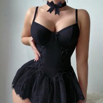Sexy Lace Bodysuit for Women – Elegant Shapewear Tank Top with Floral Trim & Backless Design