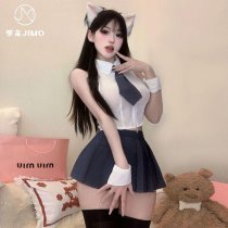 Pure Love Schoolgirl Chiffon Shirt & Pleated Skirt Set - Cute JK Uniform Style Lingerie Outfit
