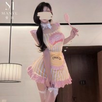 Mandyu Chef Maid Lingerie Set - Sweet & Sexy French Maid Costume with Apron, Cute Erotic Outfit for Women