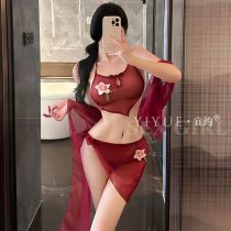 Yiyue Chinese-Inspired Lingerie Set – Vintage Dance Maiden Silk Belly Band & Sheer Sleepwear for Curvy Women