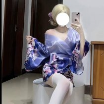 Pure Temptation Women's Lingerie Set - Deep V Japanese Kimono Style Cosplay Outfit with Floral Fox Dream Design